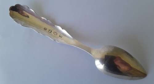 An 1858 Dutch hallmarked solid silver spoon. 833 silver.