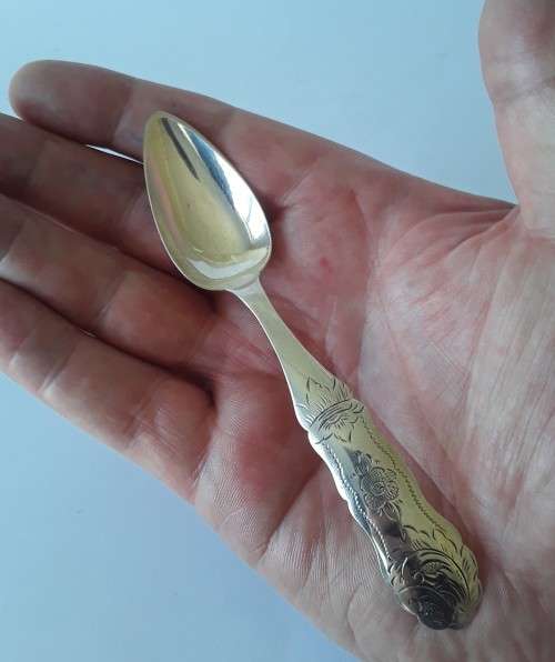 An 1858 Dutch hallmarked solid silver spoon. 833 silver.