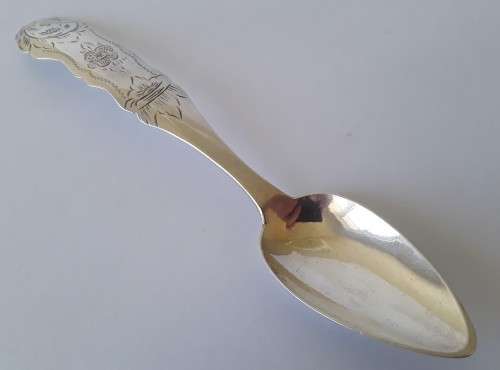 An 1858 Dutch hallmarked solid silver spoon. 833 silver.