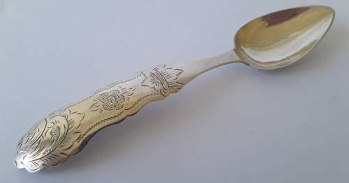 An 1858 Dutch hallmarked solid silver spoon. 833 silver.