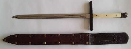 Rare custom-made Nazi SS trench dagger with scabbard.  Possible SA connection.  See description.