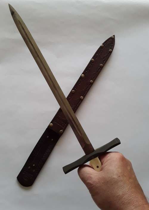 Rare custom-made Nazi SS trench dagger with scabbard.  Possible SA connection.  See description.