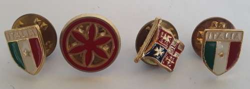 4 x Vintage Enameled Lapel Badges. Pins intact.