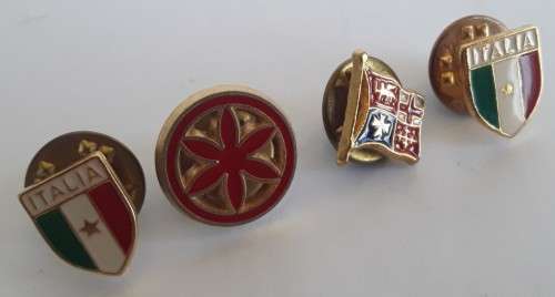 4 x Vintage Enameled Lapel Badges. Pins intact.