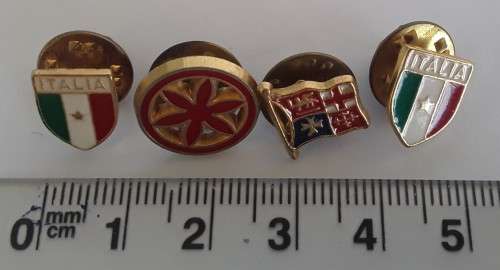 4 x Vintage Enameled Lapel Badges. Pins intact.