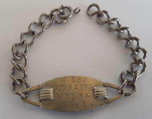 `Reserved for Boutabop`. WW2 ID Bracelet.