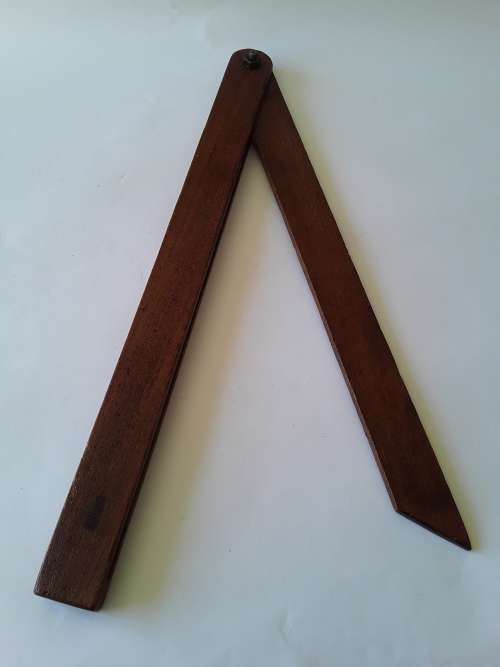 Large Antique Wooden Bevel Angle. Solid Rhodesian Teak.