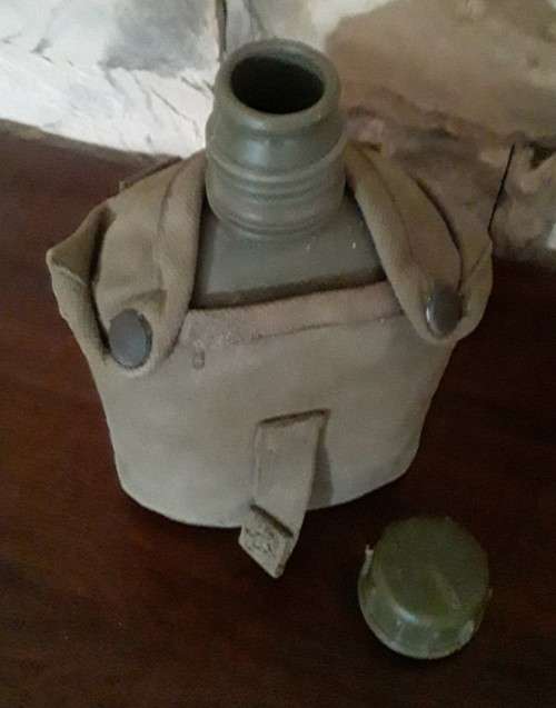 Vintage 1970`s SADF Army Water Bottle In Original Canvas Holder.