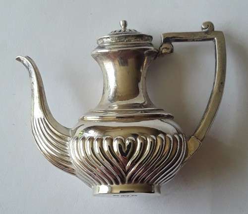 Solid Sterling Silver Hallmarked Miniature Tea Set By John Rose. Birmingham, 1955.