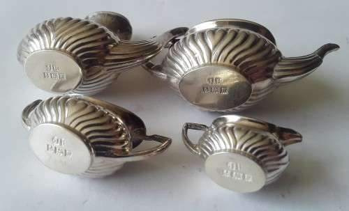 Solid Sterling Silver Hallmarked Miniature Tea Set By John Rose. Birmingham, 1955.