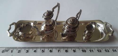 Solid Sterling Silver Hallmarked Miniature Tea Set By John Rose. Birmingham, 1955.