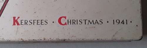 Unusual WW2 1941 `Jan And Isie Smuts` Christmas Gift Tin With Price Tag.
