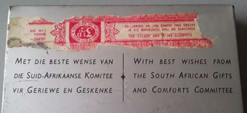 Unusual WW2 1941 `Jan And Isie Smuts` Christmas Gift Tin With Price Tag.