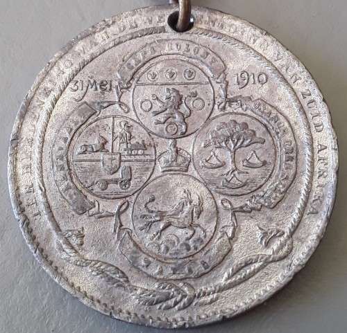 1910 `Formation of the Union of South Africa` Commemorative Medallion.
