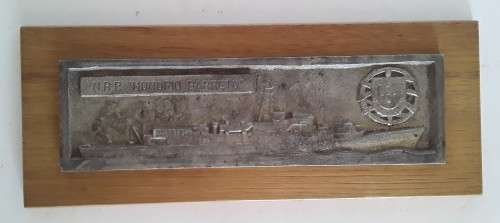 Vintage `N.R.P. Honorio Barreto` Cast Metal And Solid Oak Commemorative Ship`s Plaque.