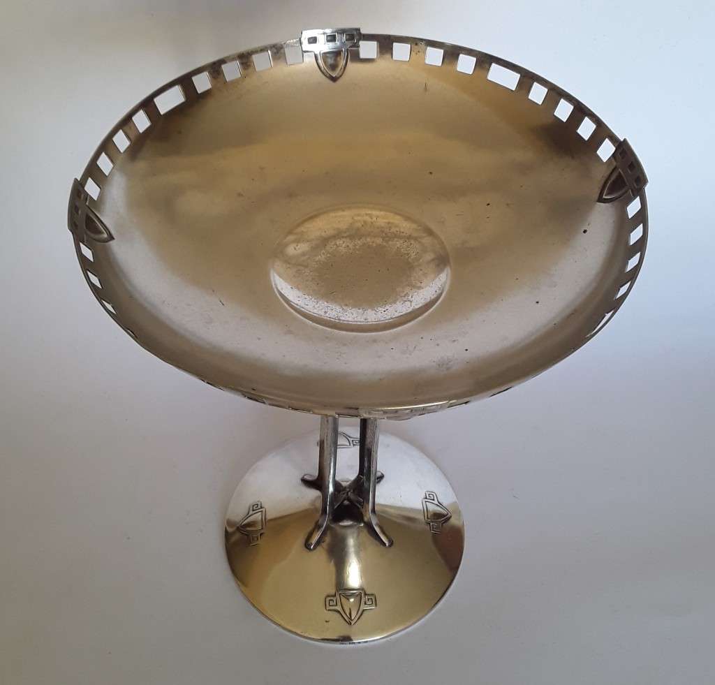 Circa 1910 Arts And Crafts Movement Silver Plated Comport. Attributed To WMF.