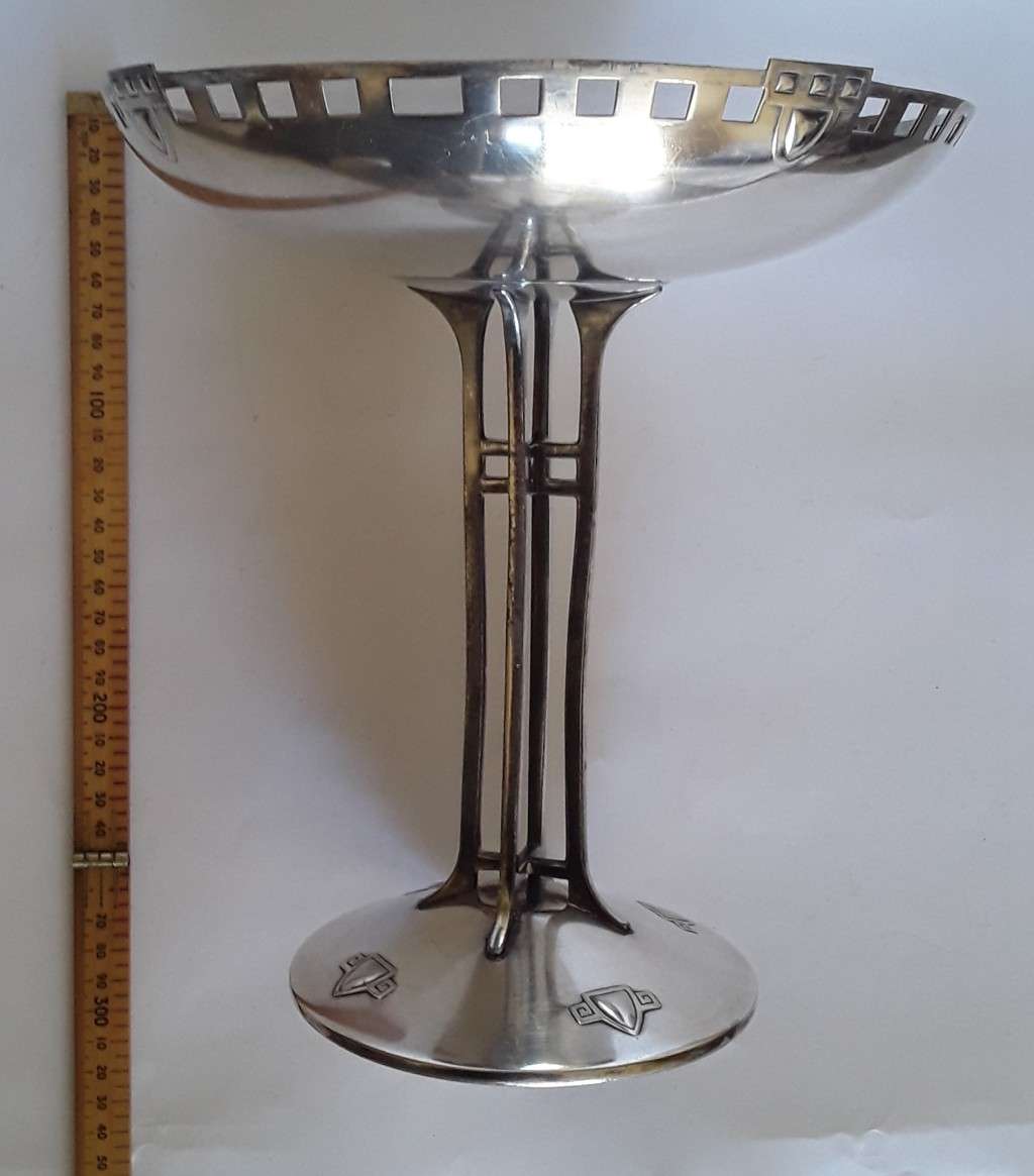 Circa 1910 Arts And Crafts Movement Silver Plated Comport. Attributed To WMF.
