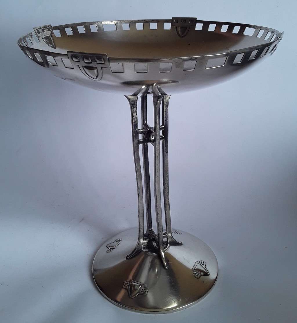 Circa 1910 Arts And Crafts Movement Silver Plated Comport. Attributed To WMF.