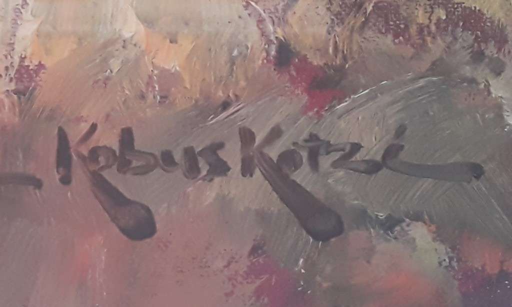 "Reserved". Kobus Kotze Large Original Oil On Board Painting In Gilt Frame. Signed.