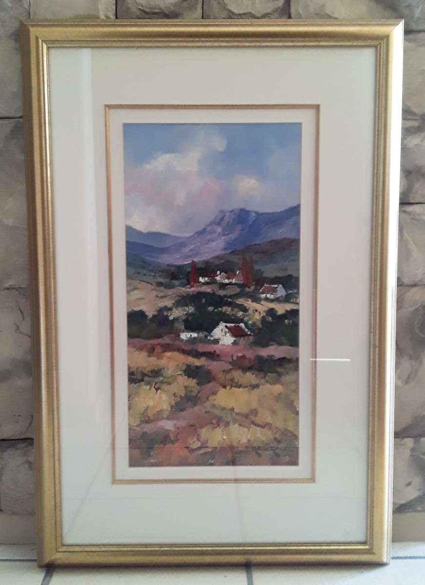 "Reserved". Kobus Kotze Large Original Oil On Board Painting In Gilt Frame. Signed.