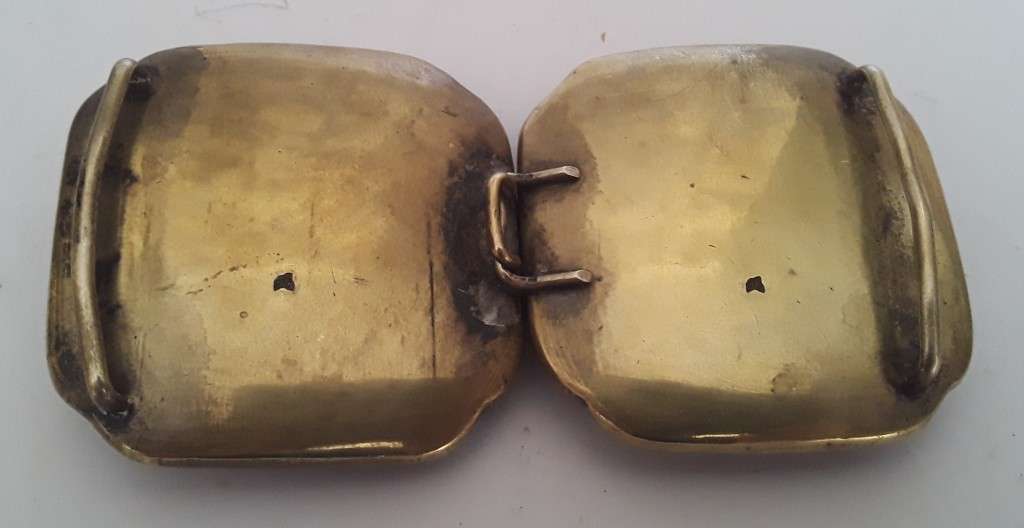 Superb Antique Japanese `Satsuma` Hand Painted Porcelain Double Belt Buckle.