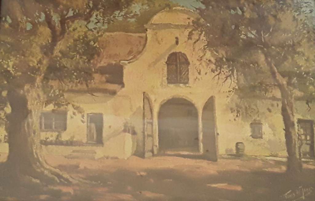 Early Tinus de Jongh (1885-1942) High Quality Print In Solid Oak Frame. Cape Dutch Farmhouse.