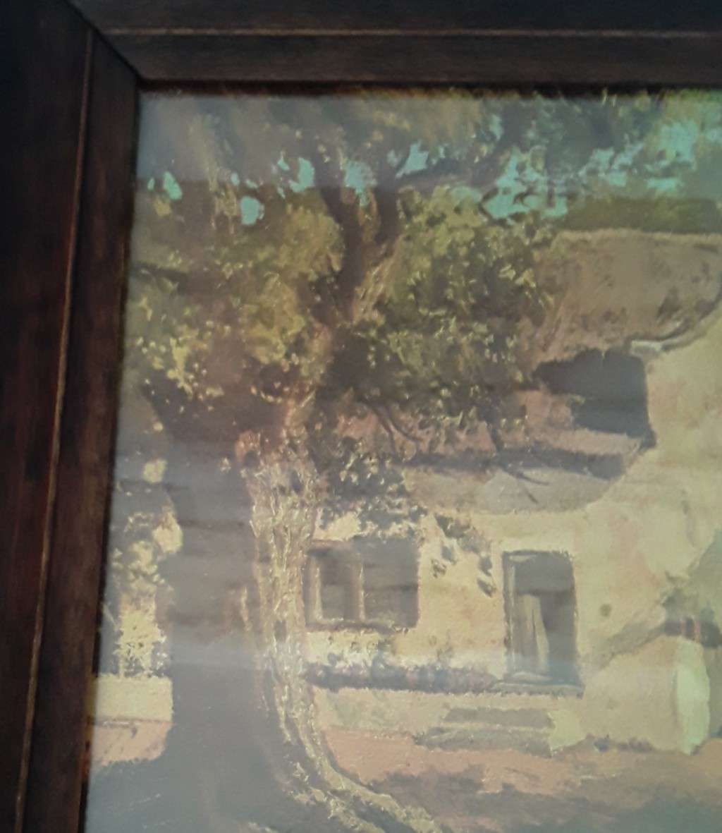 Early Tinus de Jongh (1885-1942) High Quality Print In Solid Oak Frame. Cape Dutch Farmhouse.