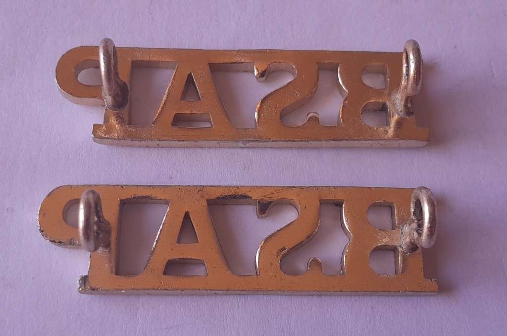 Pair Rhodesia BSAP (British South African Police) Shoulder Titles. Lugs intact.