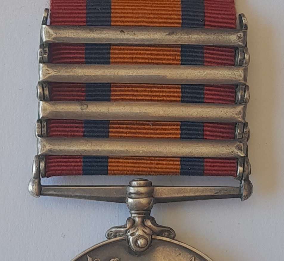 Boer War QSA Medal to `788 R.Q.M SERJT J.W. Wilson. Jo`burg M.R.` (JHB Mounted Rifles).