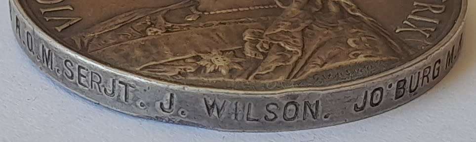 Boer War QSA Medal to `788 R.Q.M SERJT J.W. Wilson. Jo`burg M.R.` (JHB Mounted Rifles).