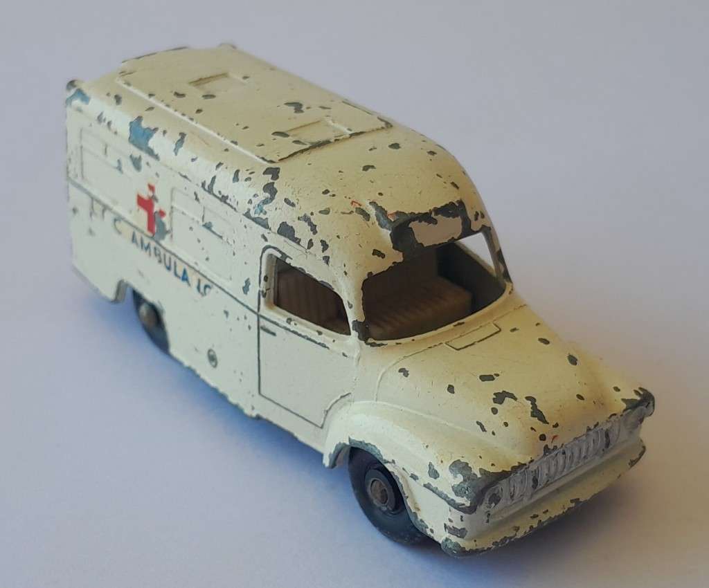 Lesney Matchbox `Lomas Ambulance (No 14)`. 1962-1967. Opening Rear Doors.