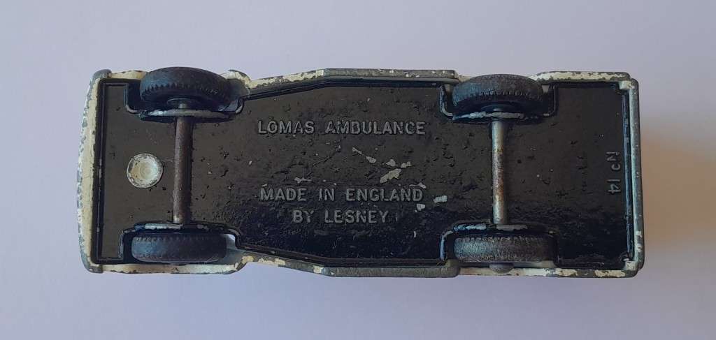 Lesney Matchbox `Lomas Ambulance (No 14)`. 1962-1967. Opening Rear Doors.