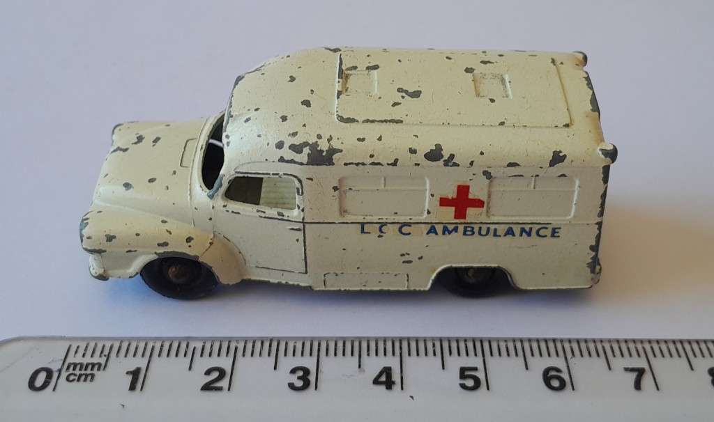 Lesney Matchbox `Lomas Ambulance (No 14)`. 1962-1967. Opening Rear Doors.