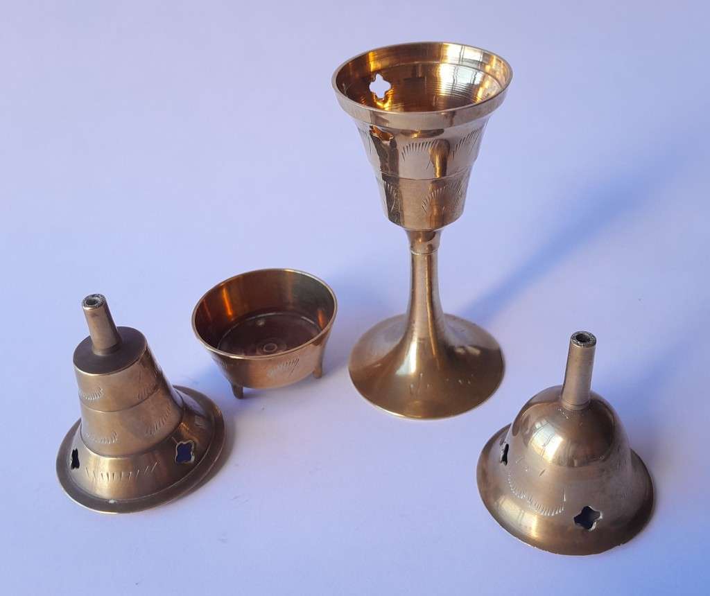 Pair Of Vintage Brass Incense Burners. 14.5 cm And 7.5 cm.
