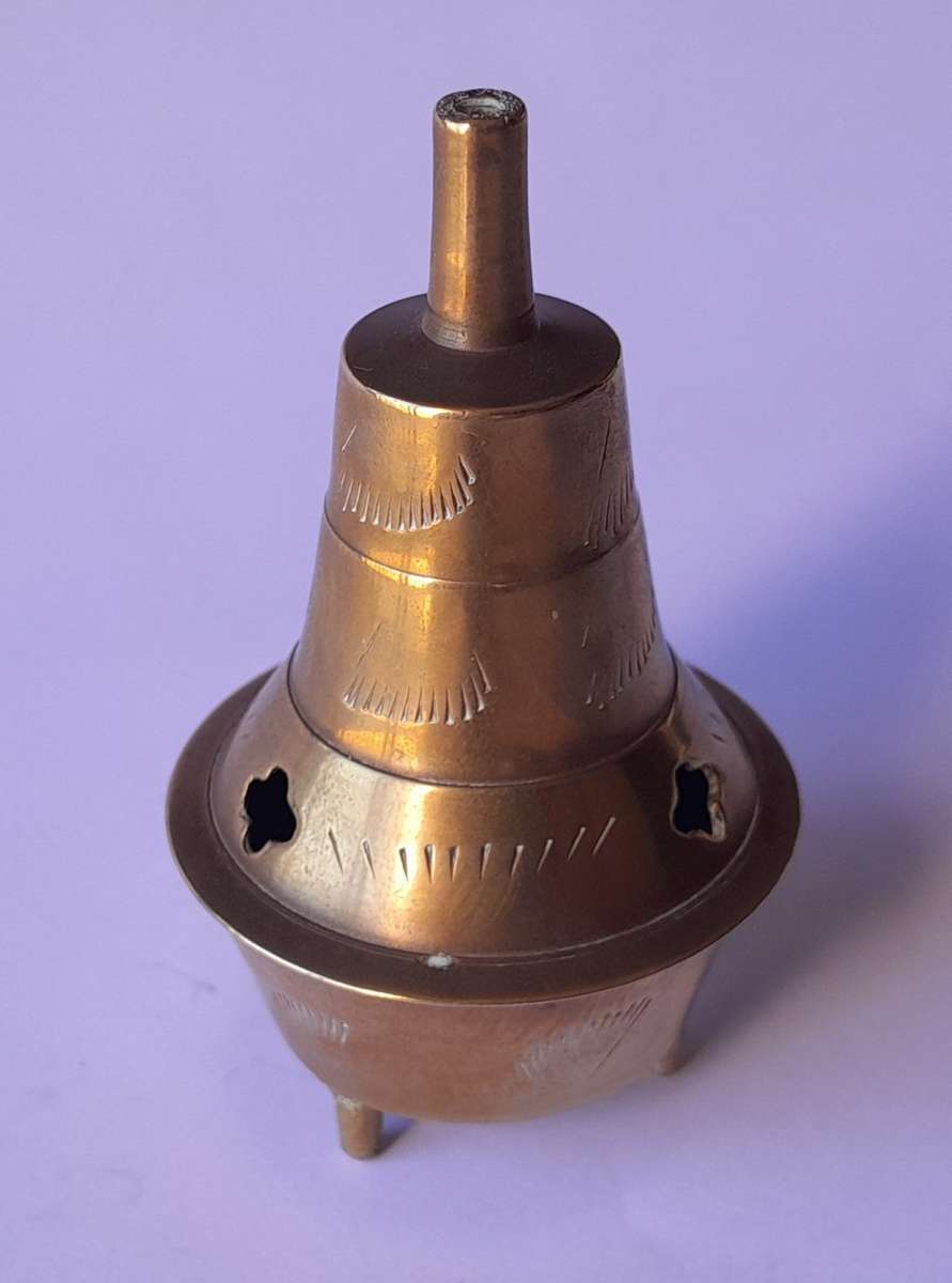 Pair Of Vintage Brass Incense Burners. 14.5 cm And 7.5 cm.