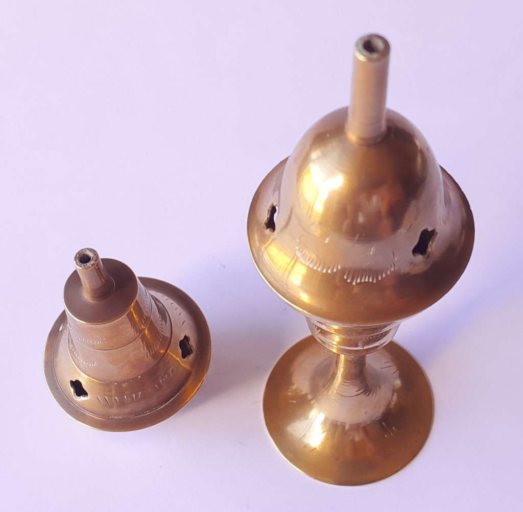 Pair Of Vintage Brass Incense Burners. 14.5 cm And 7.5 cm.