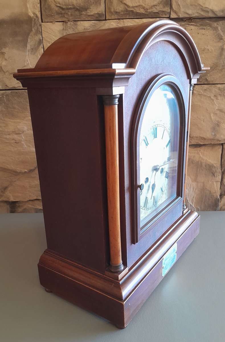 Antique 1913 Mantel Clock Presented By Harrismith Railway Staff.  Running. 42 x 31.5 x 17.5 cm.