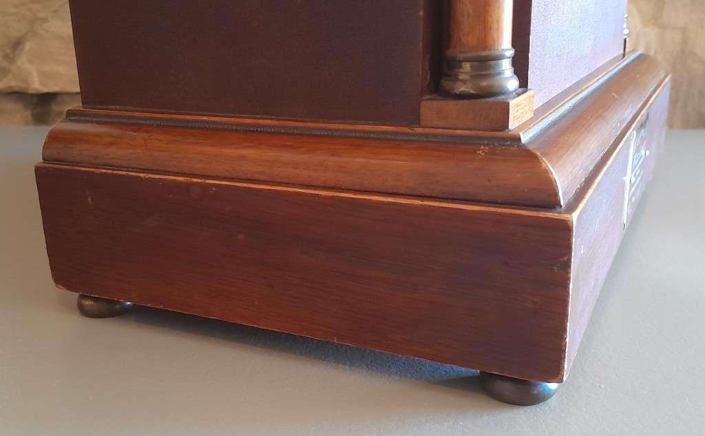 Antique 1913 Mantel Clock Presented By Harrismith Railway Staff.  Running. 42 x 31.5 x 17.5 cm.