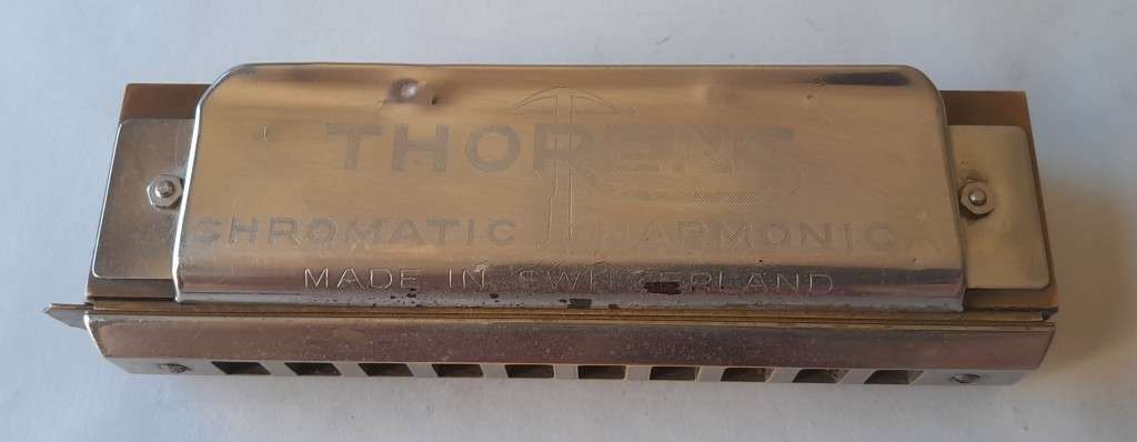 Vintage Swiss `Thorens` Chromatic Professional No. 10 Harmonica In Original Box.