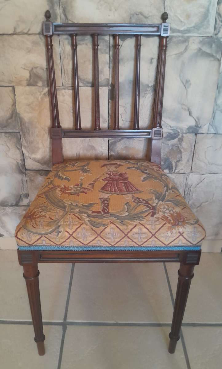 Pair Victorian Louis XVI Style Side Chairs With Beautiful Upholstery (Collection Only).