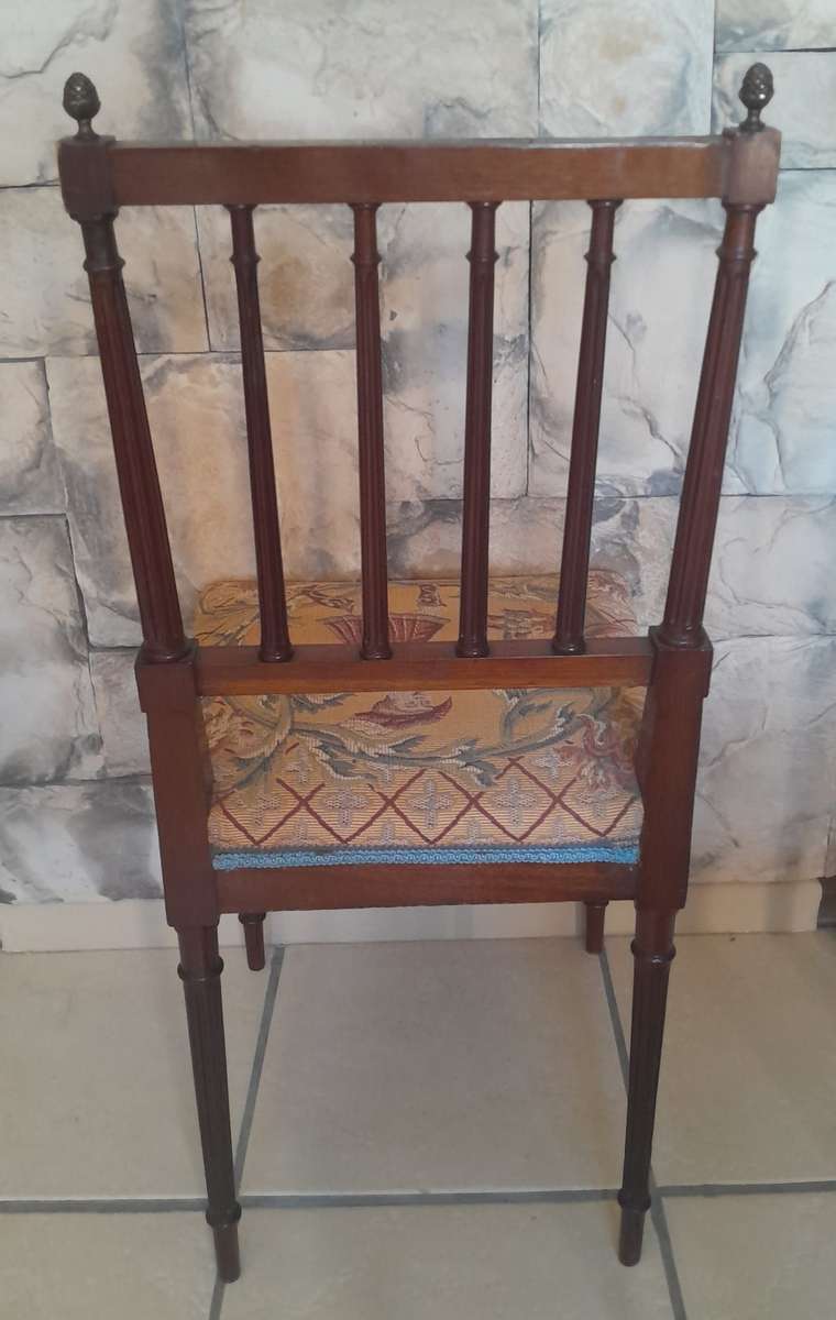 Pair Victorian Louis XVI Style Side Chairs With Beautiful Upholstery (Collection Only).