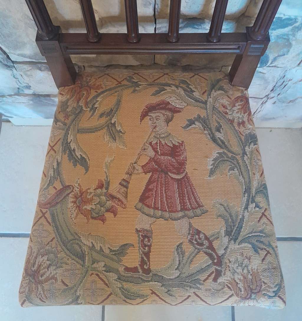 Pair Victorian Louis XVI Style Side Chairs With Beautiful Upholstery (Collection Only).