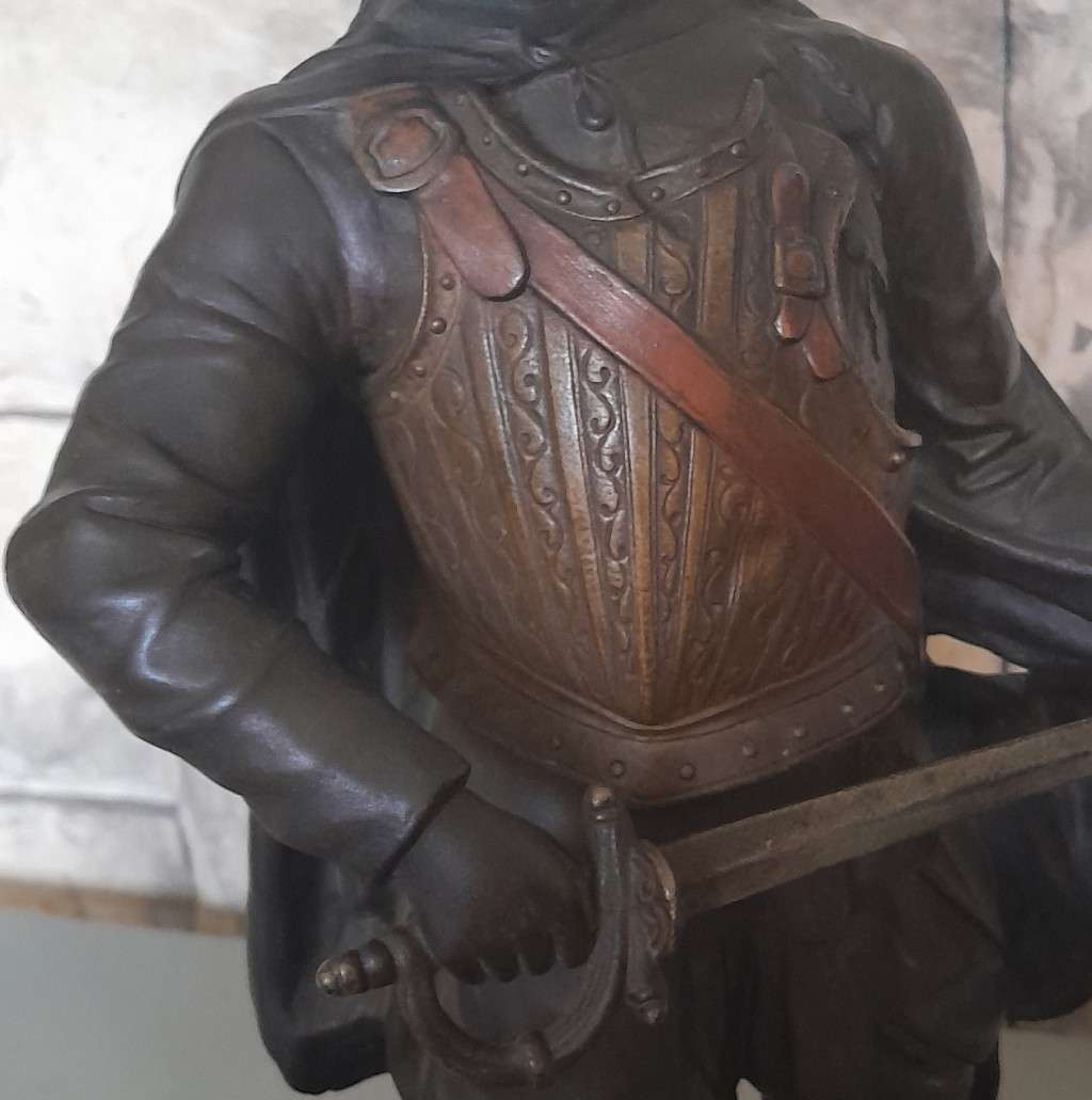 Antique Cold Painted Spelter Sculpture Of A Spanish Conquistador. Signed `A. WAAGEN`.