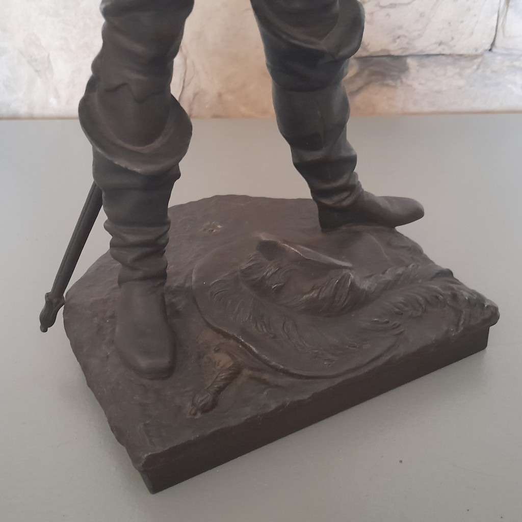 Antique Cold Painted Spelter Sculpture Of A Spanish Conquistador. Signed `A. WAAGEN`.