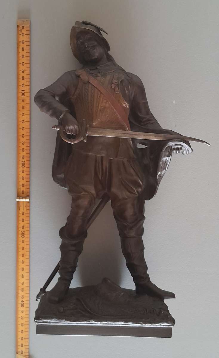Antique Cold Painted Spelter Sculpture Of A Spanish Conquistador. Signed `A. WAAGEN`.