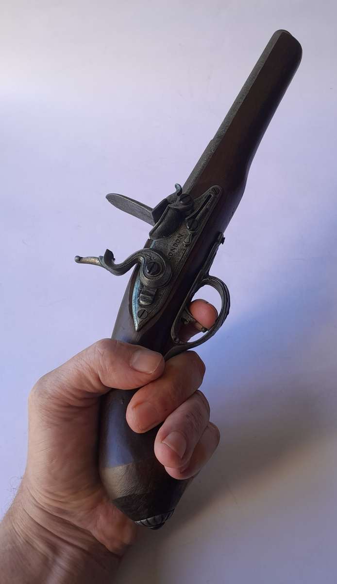 Vintage Non Firing Replica Flintlock Pistol.  Marked `London`.