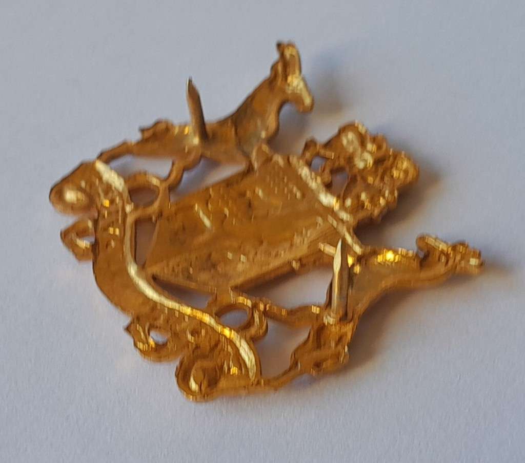 SADF `Ex Unitate Vires` Gilt Collar Badge.  Pins Intact.