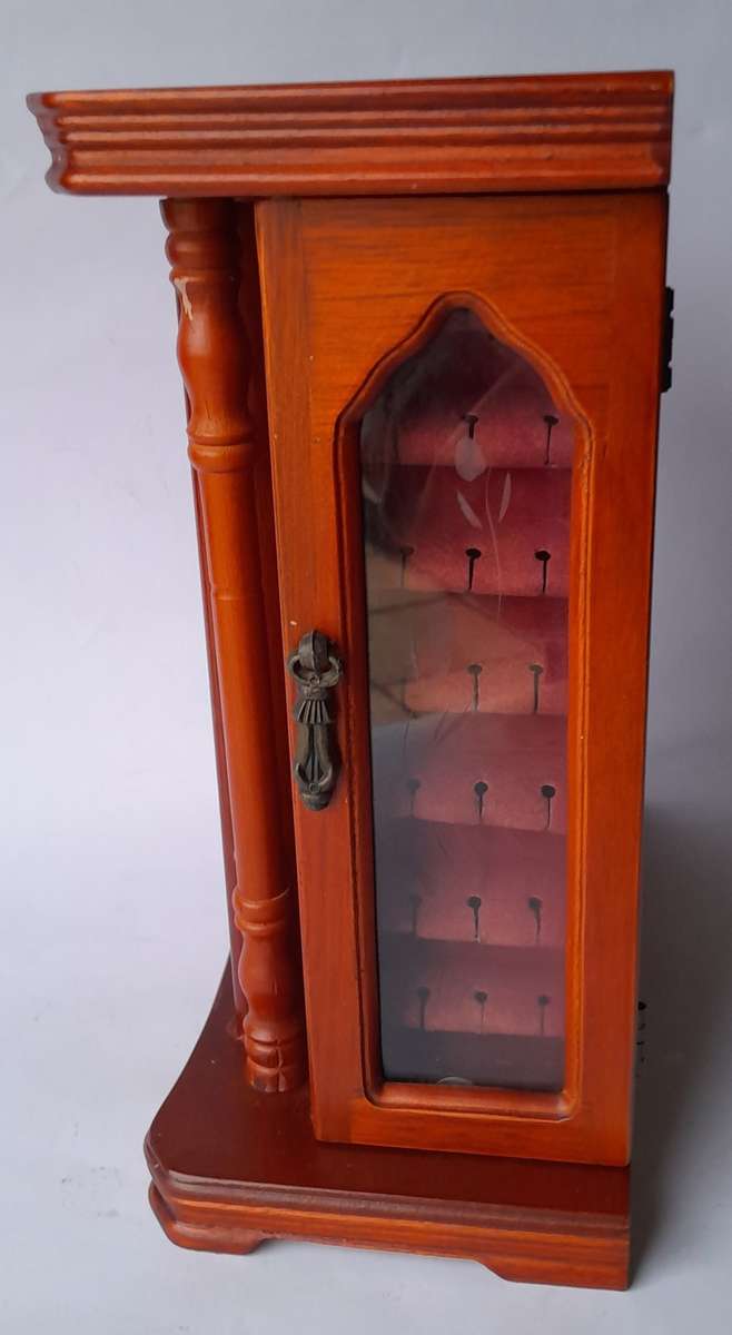 "Reserved" Vintage Cherrywood Armoire Jewelry Case. Excellent Condition.