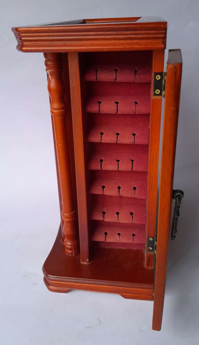 "Reserved" Vintage Cherrywood Armoire Jewelry Case. Excellent Condition.