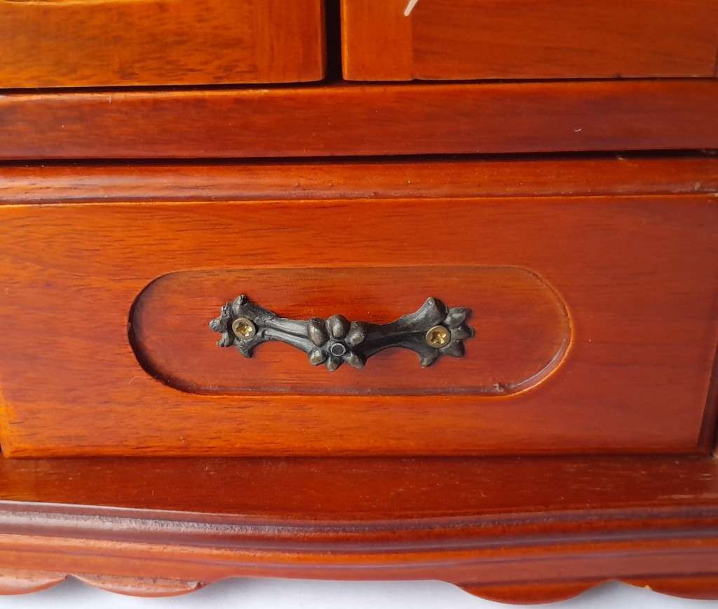 "Reserved" Vintage Cherrywood Armoire Jewelry Case. Excellent Condition.